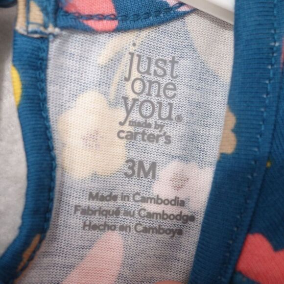 NEW Carter’s Just One You Long Sleeve Dress Blue Fall Flowers Baby Girl 3 Months - Picture 2 of 4